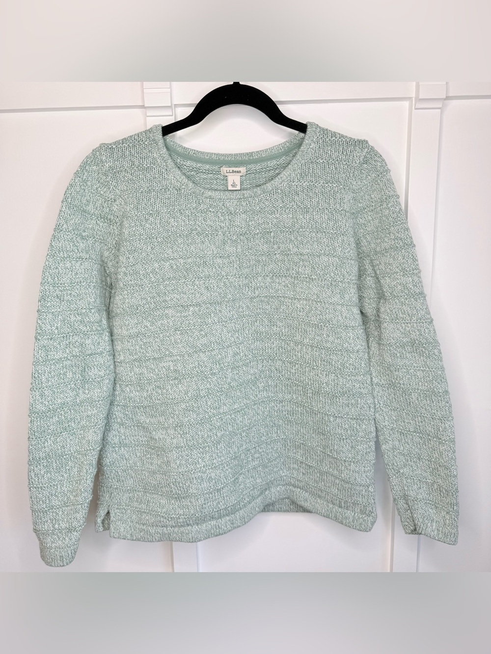 Vintage Y2K LL Bean Sweater Womens Cable-Knit 100% Cotton Crew Neck Size Large